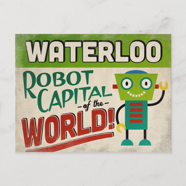 Waterloo Iowa Robot - Funny Vintage Postcard (Front)