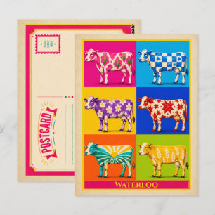 Waterloo Postcard Iowa Cow Vintage Pop Art
