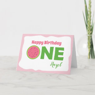 Watermelon 1st Birthday Card for One Year Old Girl