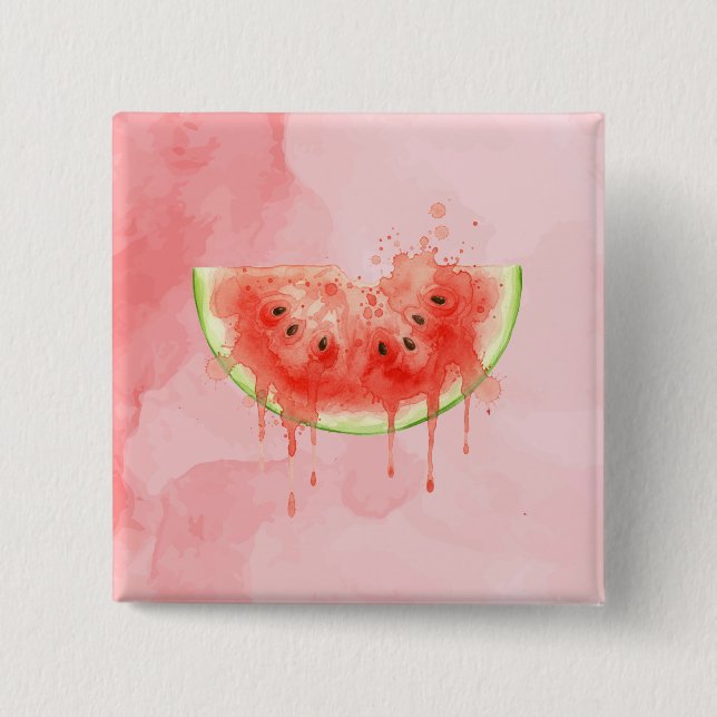 Watermelon 2 Inch Square Button (Front)