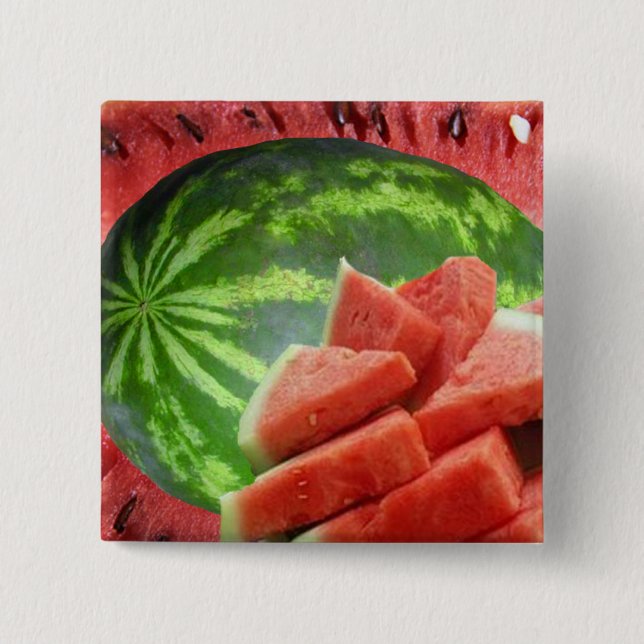 Watermelon 2 Inch Square Button (Front)