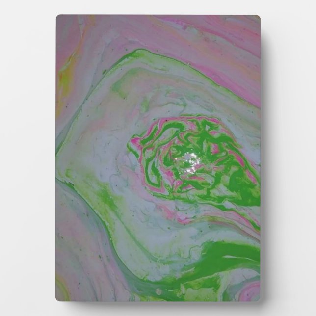 Watermelon Acrylic Pour Painting Plaque (Front)