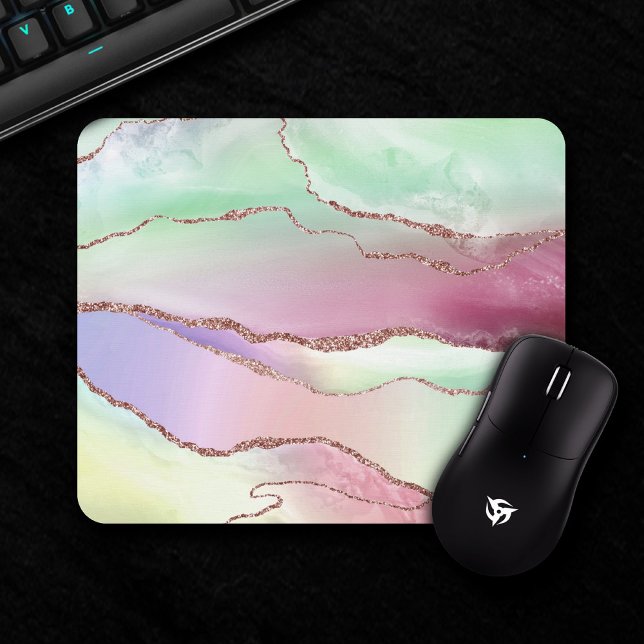Watermelon Agate | Neo Mint Green and Cassis Pink Mouse Pad (Creator Uploaded)