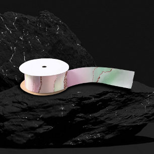 Watermelon Agate Neo Mint Green and Cassis Pink Satin Ribbon
