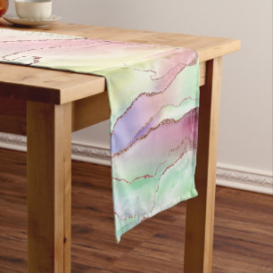 Watermelon Agate   Neo Mint Green and Cassis Pink Short Table Runner