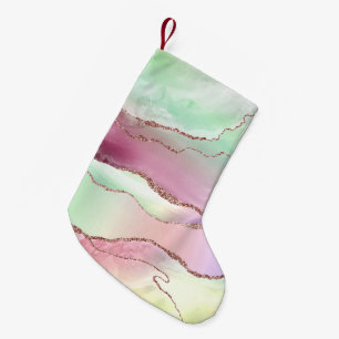 Watermelon Agate Neo Mint Green and Cassis Pink Small Christmas Stocking