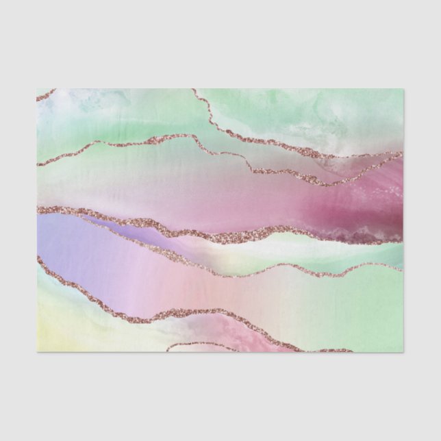 Watermelon Agate | Neo Mint Green and Cassis Pink Tissue Paper (Front)