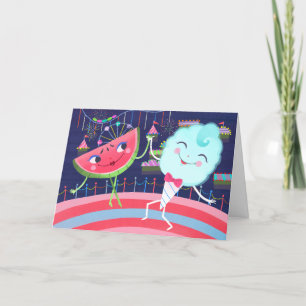 Watermelon and Cotton Candy Carnival Birthday Card