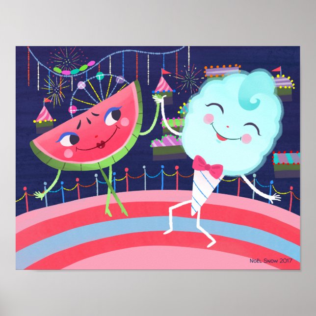 Watermelon and Cotton Candy Carnival Poster (Front)