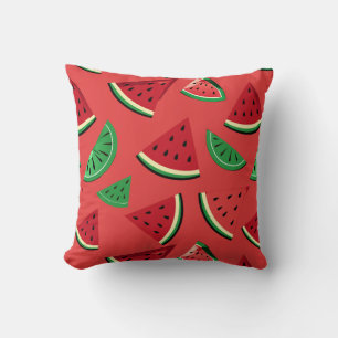 Watermelon and lime slices throw pillow