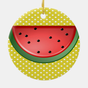 Watermelon and Polks Dots Ceramic Ornament