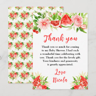 Watermelon and Pomegranate Baby Shower Thank You Card