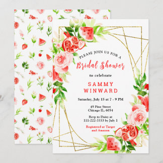 Watermelon and Pomegranate Bridal Shower Invitation