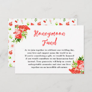 Watermelon and Pomegranate Wedding Honeymoon Fund Enclosure Card