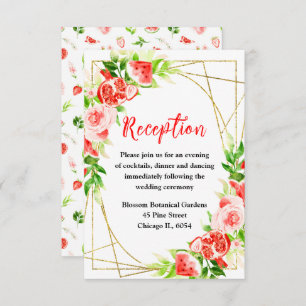 Watermelon and Pomegranate Wedding Reception Enclosure Card