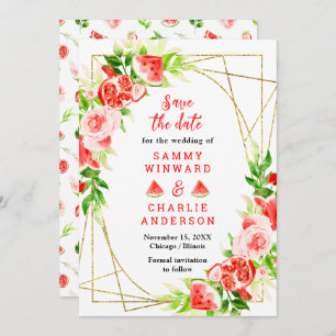Watermelon and Pomegranate Wedding Save The Date