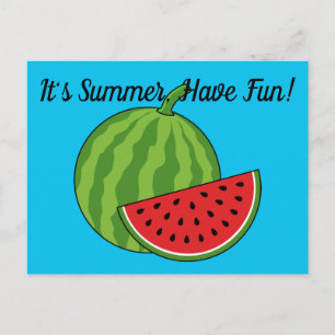 Watermelon and Slice   Add Your Text Postcard