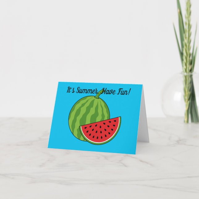 Watermelon and Slice | Add Your Text Thank You Card (Front)
