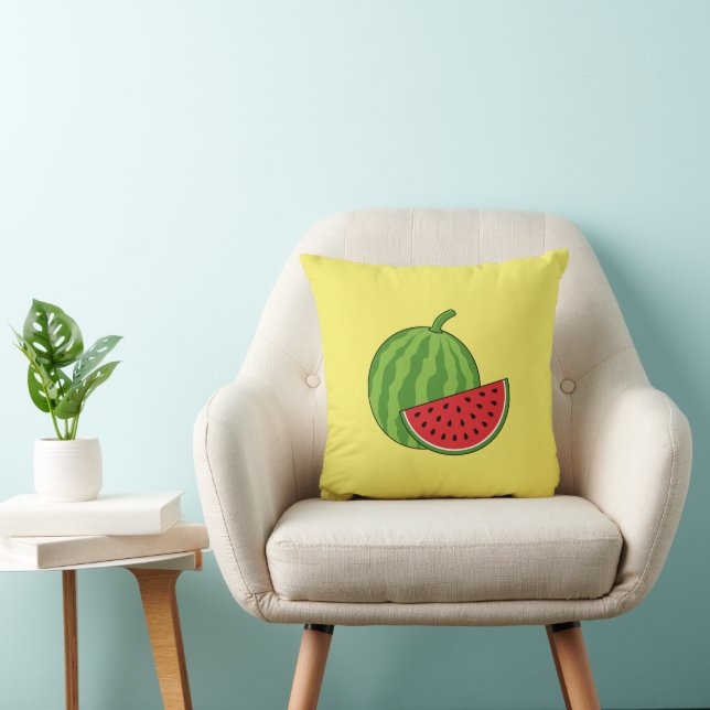 Watermelon and Slice Throw Pillow (Chair)