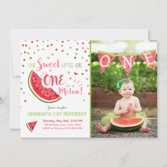 Watermelon Anniversaire Invitation Melon Summer Pa (Devant)