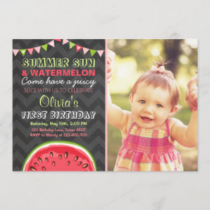 Watermelon Anniversaire Invitation Sun Summer Part