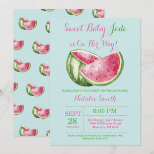 Watermelon Baby Shower Aqua Teal Turquoise Invitation