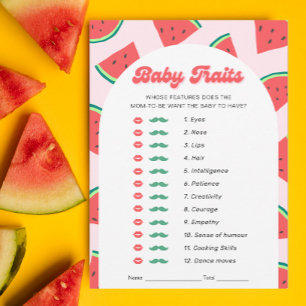 Watermelon Baby Shower Baby Traits Game Card