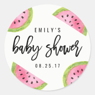 Watermelon Baby Shower Classic Round Sticker