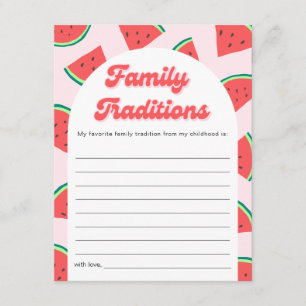 Watermelon Baby Shower Family Traditions Game Card