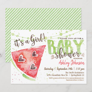 Watermelon Baby Shower invitation, Girl Invitation