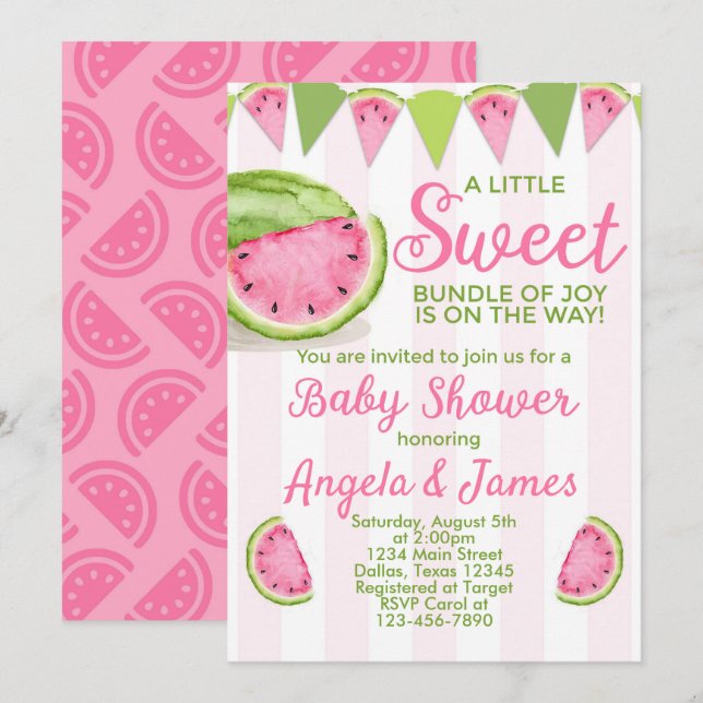 Watermelon Baby Shower Invitation Invite (Front/Back)
