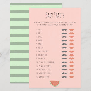 Watermelon Baby Traits Shower Game Advice Cards