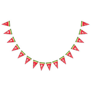 Watermelon birthday bunting Melon party Summer Flags