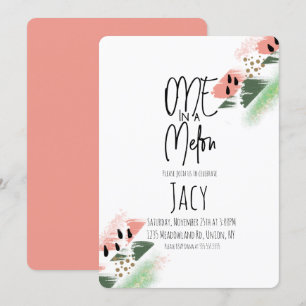 Watermelon Birthday Girl Faux Glitter Painterly Invitation
