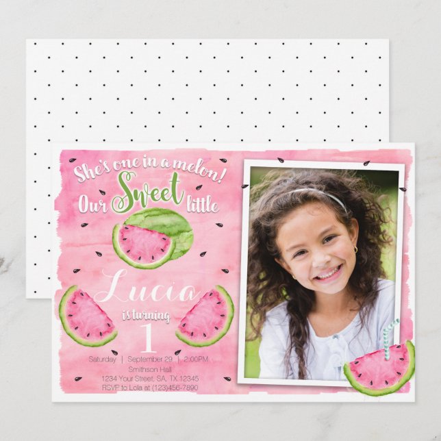 Watermelon Birthday Invitation (Front/Back)