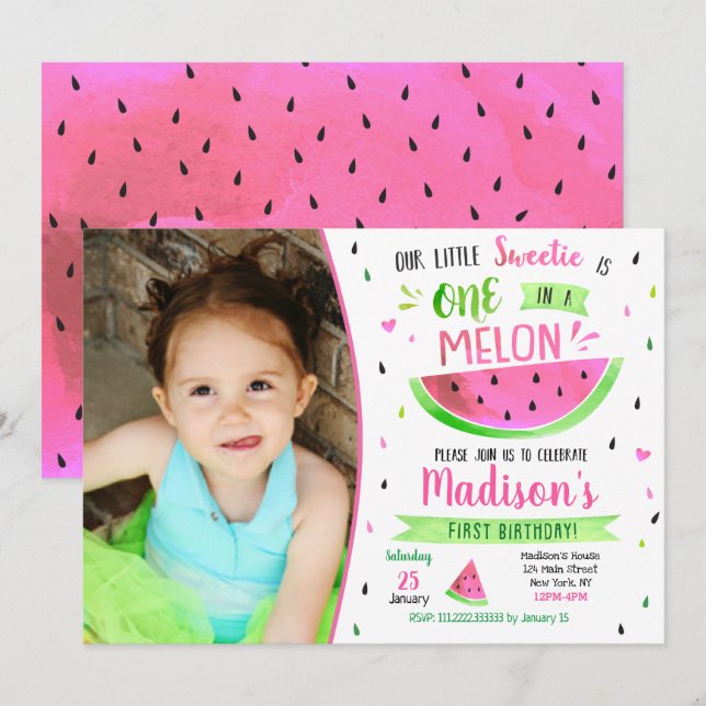 Watermelon Birthday Invitation (Front/Back)
