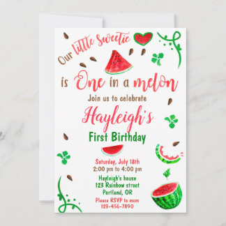 Watermelon birthday invitation Girl first birthday