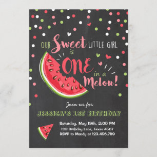 Watermelon Birthday Invitation Melon Summer Party