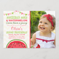 Watermelon Birthday Invitation Sun Summer Party