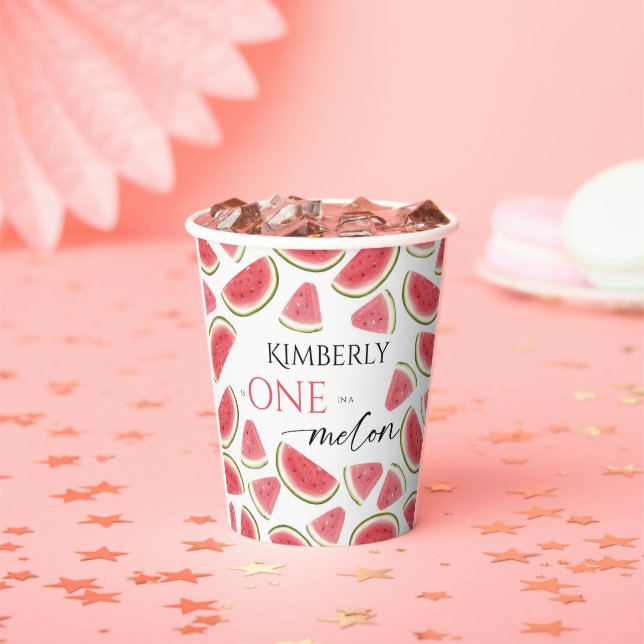 Watermelon Birthday, One in a Melon Birthday Party Paper Cups (Insitu)