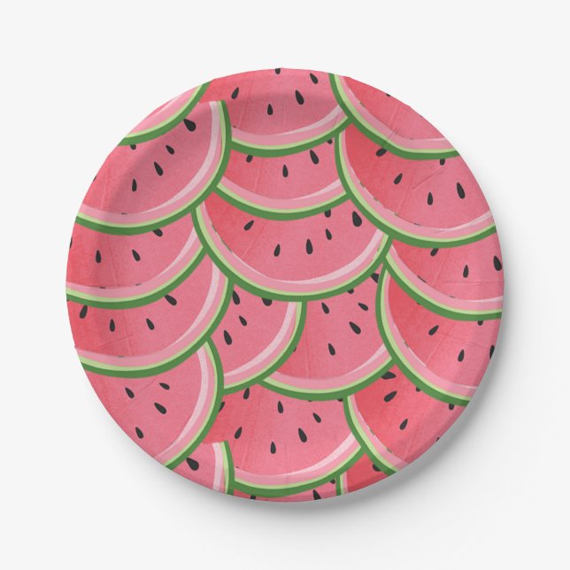 Watermelon birthday Paper Plates summer Melon (Front)