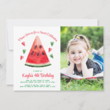 Watermelon Birthday Photo Invitation