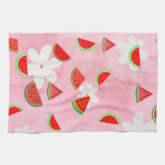 "Watermelon Bloom – Fun Summer Floral Pattern" Kitchen Towel