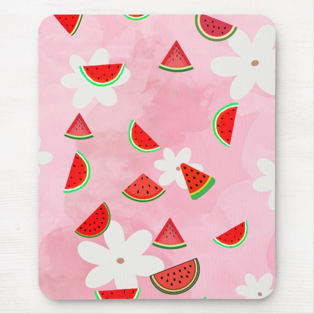 Watermelon Bloom – Fun Summer Floral Pattern" Mouse Pad (Front)