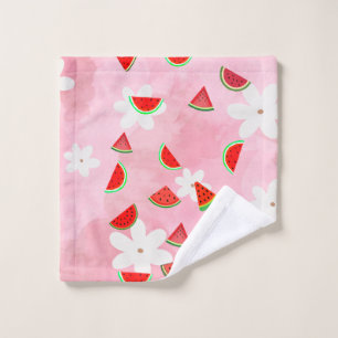 "Watermelon Bloom – Fun Summer Floral Pattern" Wash Cloth