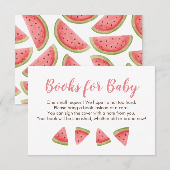 Watermelon Books for Baby Insert Card for Shower (Front/Back)