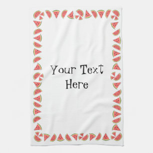 Watermelon Border Text kitchen towel