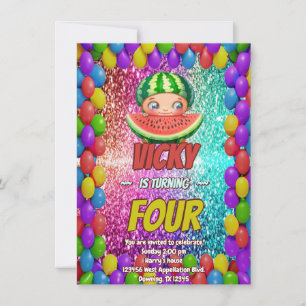 Watermelon cartoon birthday invite for kids