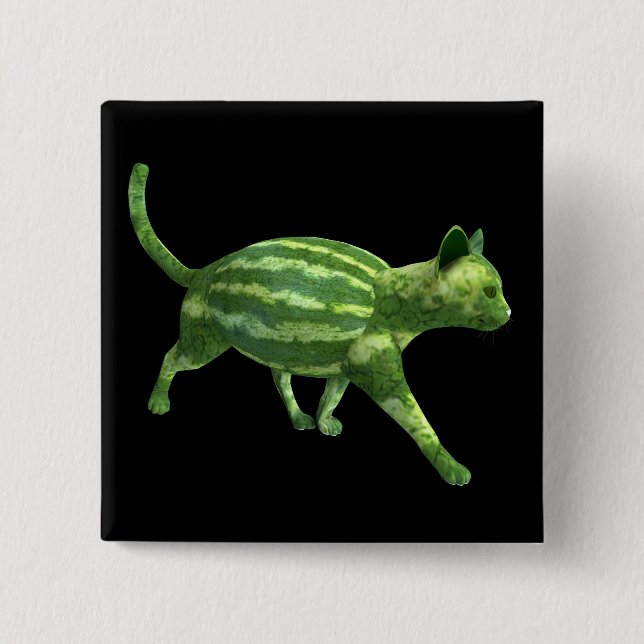 Watermelon Cat 2 Inch Square Button (Front)