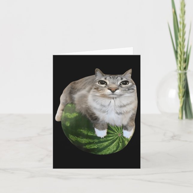 Watermelon Cat Silly Cat Meme  Card (Front)